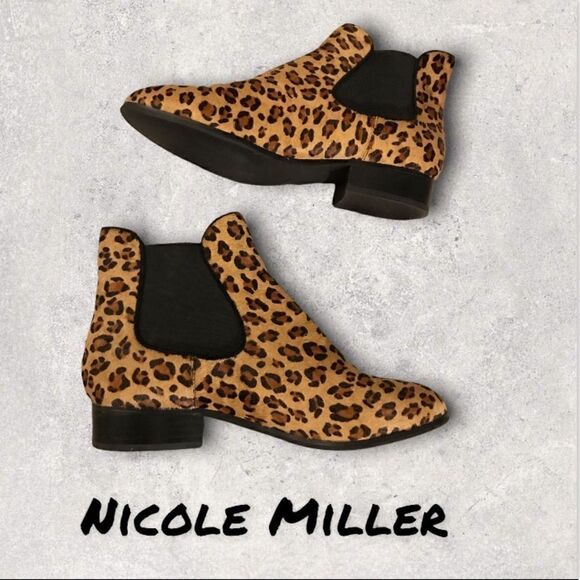 : : NICOLE MILER LIKE NEW Chelsea Cheetah/Leopard Print Ankle Boots Booties : : - Picture 1 of 9